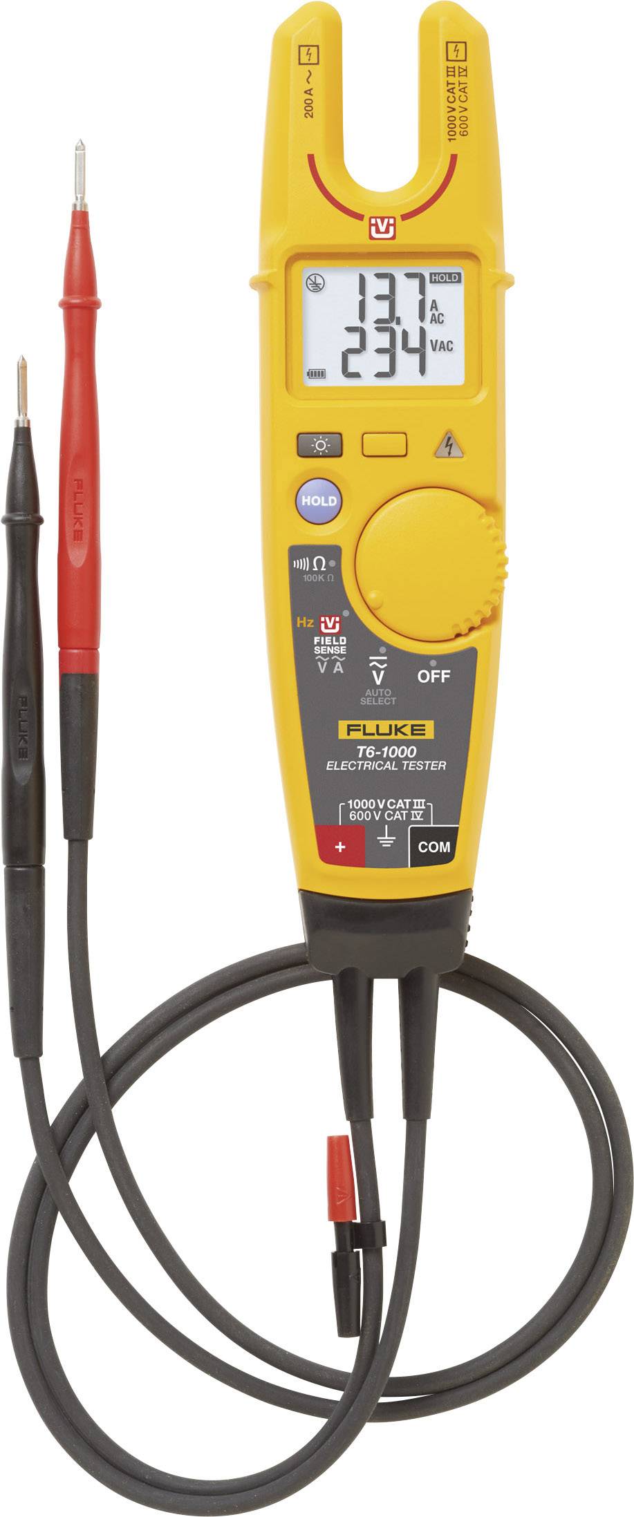 Fluke T6-1000/EU Handheld multimeter, Electrical tester Digital CAT III 1000 V, CAT IV 600 V Display (counts): 2000