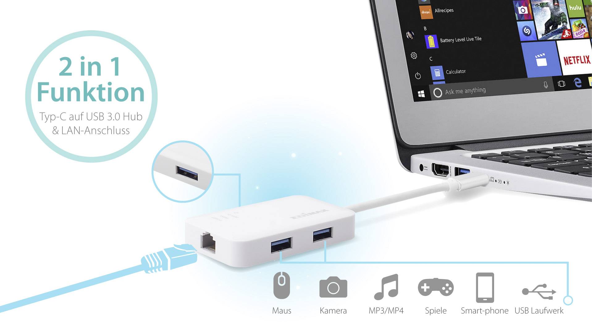 EDIMAX EU-4308 Network adapter USB A (USB 3.2 2nd gen)