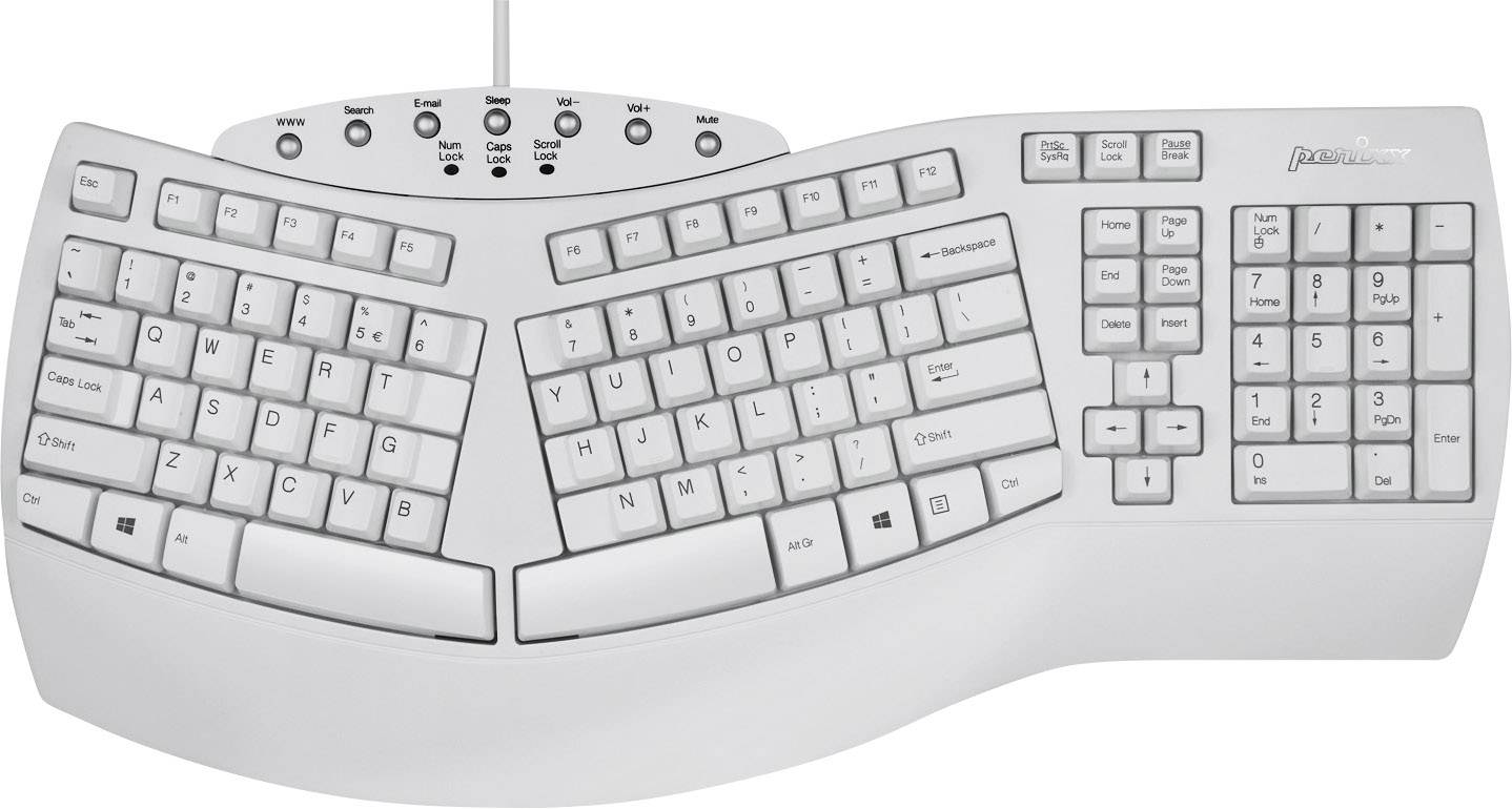 Perixx Periboard-512 USB Keyboard German, QWERTZ White Ergonomic