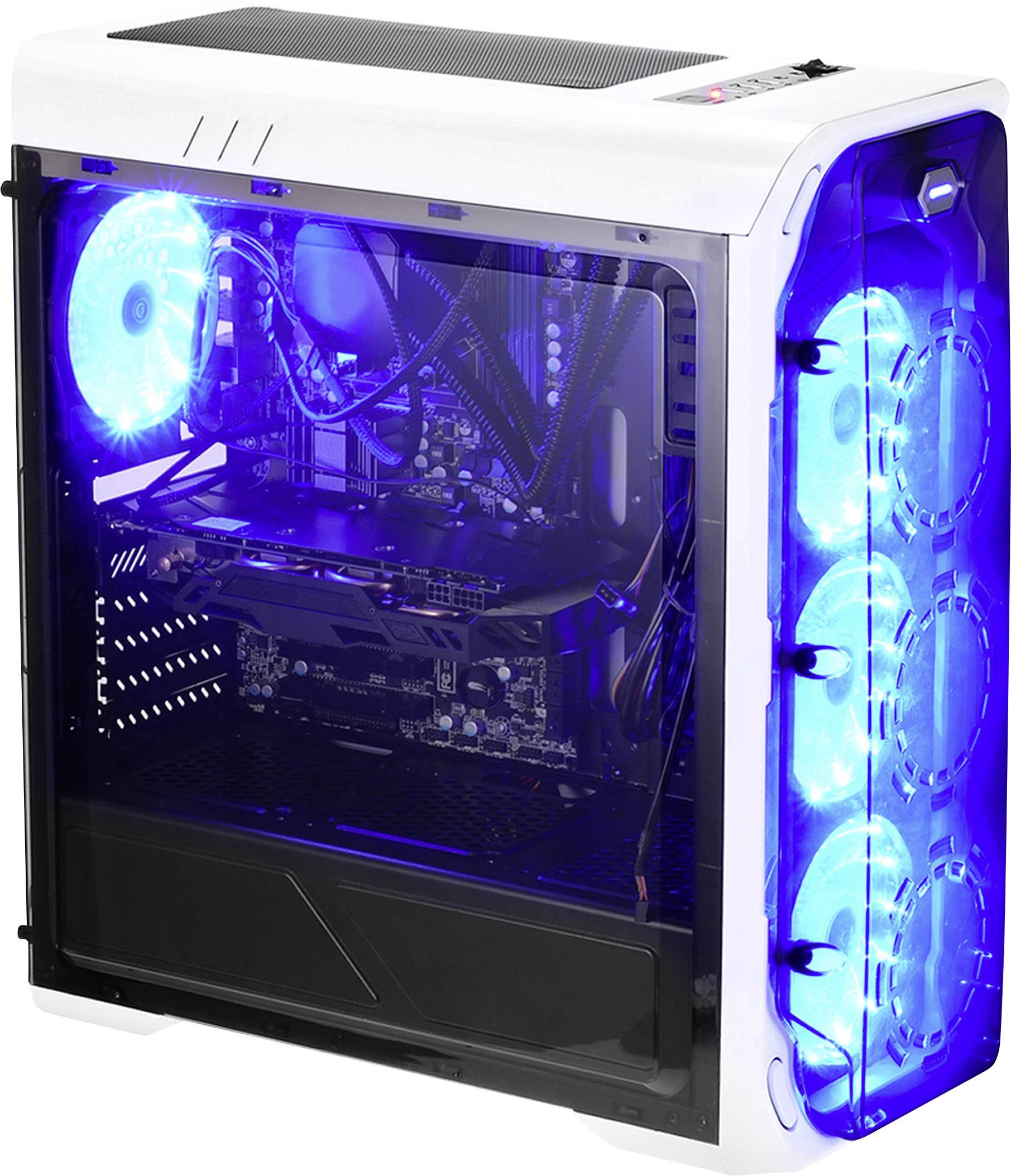 Midi tower PC casing, Game console casing LC-Power LC-988W-ON White 4 built-in LED fans, Built-in lighting, Fan controller