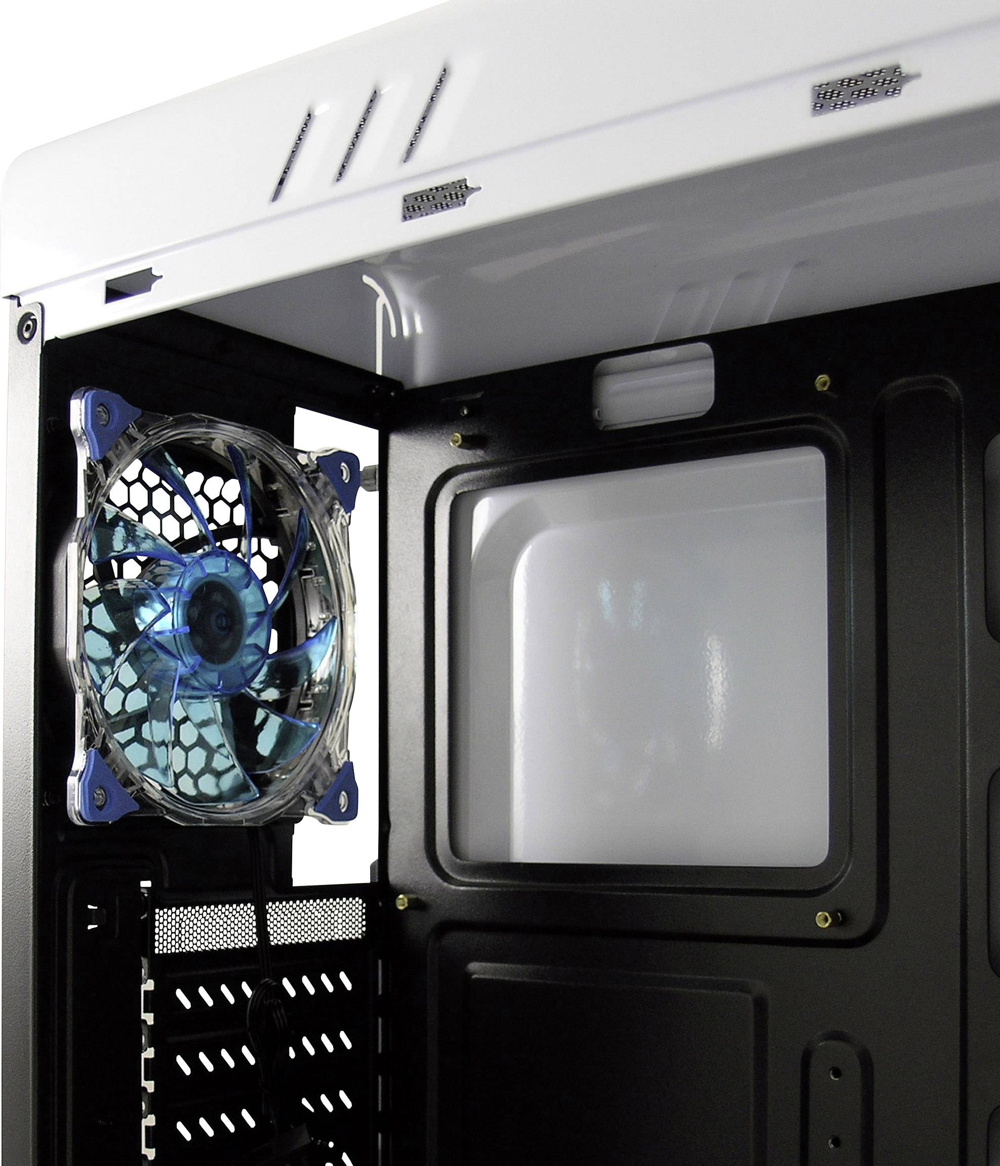 Midi tower PC casing, Game console casing LC-Power LC-988W-ON White 4 built-in LED fans, Built-in lighting, Fan controller
