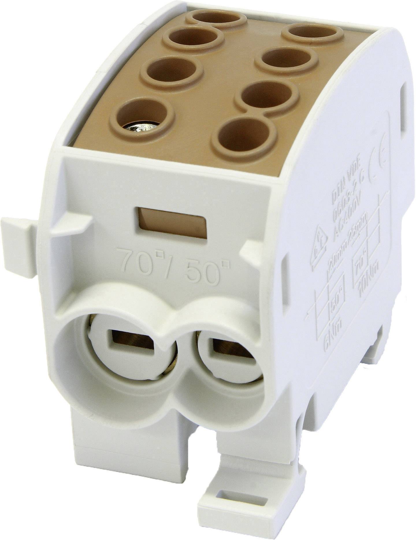 Main tap terminal Brass, PA Grey-white (RAL 7035), Brown 1-pin 160 A 690 V Conductor type = L HoraeTec 106298
