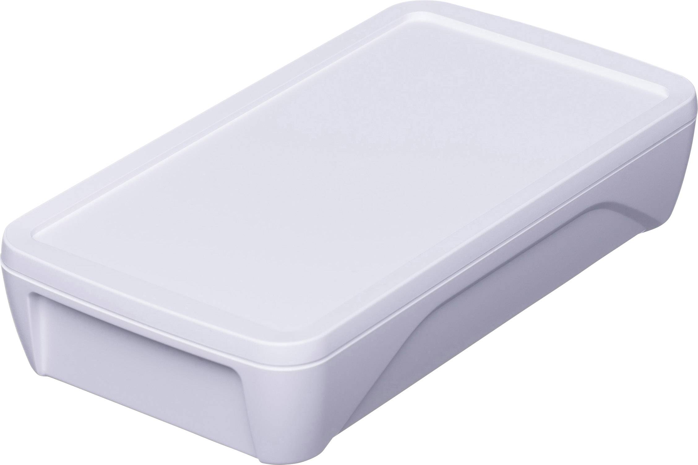 A rectangular, white plastic container with a lid, suitable for storing food or other items.