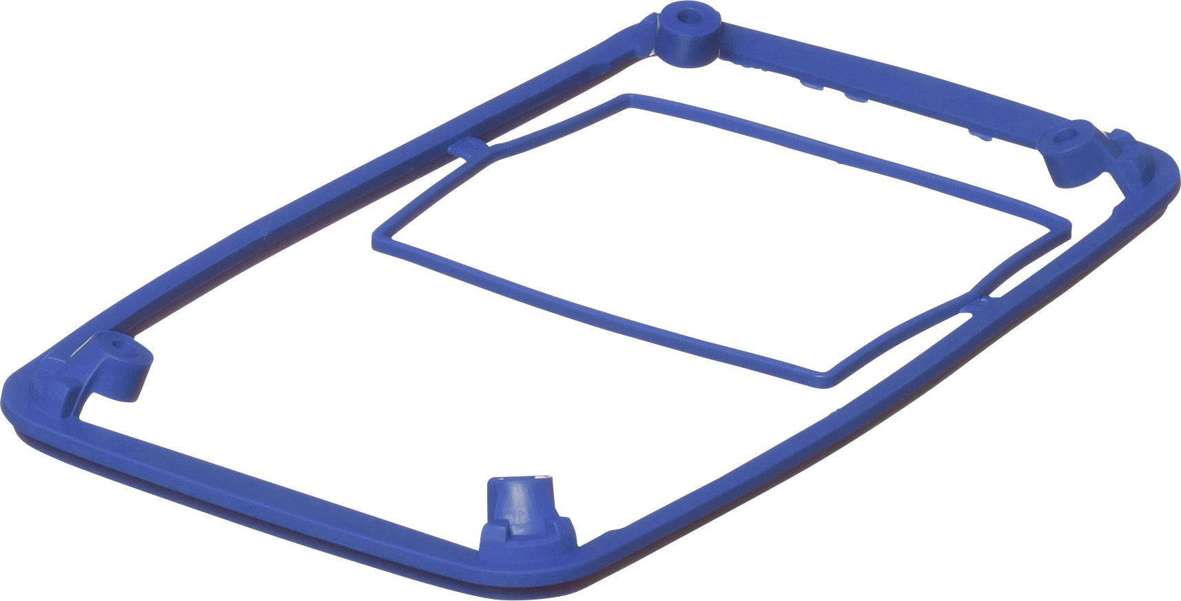 Blue plastic frame shape, rectangular with rounded corners, on a white background. Suitable for technical or industrial applications.