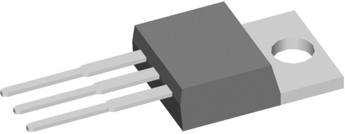 A three-legged transistor in a TO-220 package, commonly used in electronic circuits for current amplification.