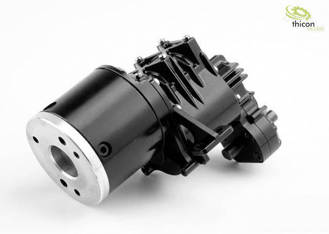 Black engine with silver cap, company logo 'thicon models' top right.