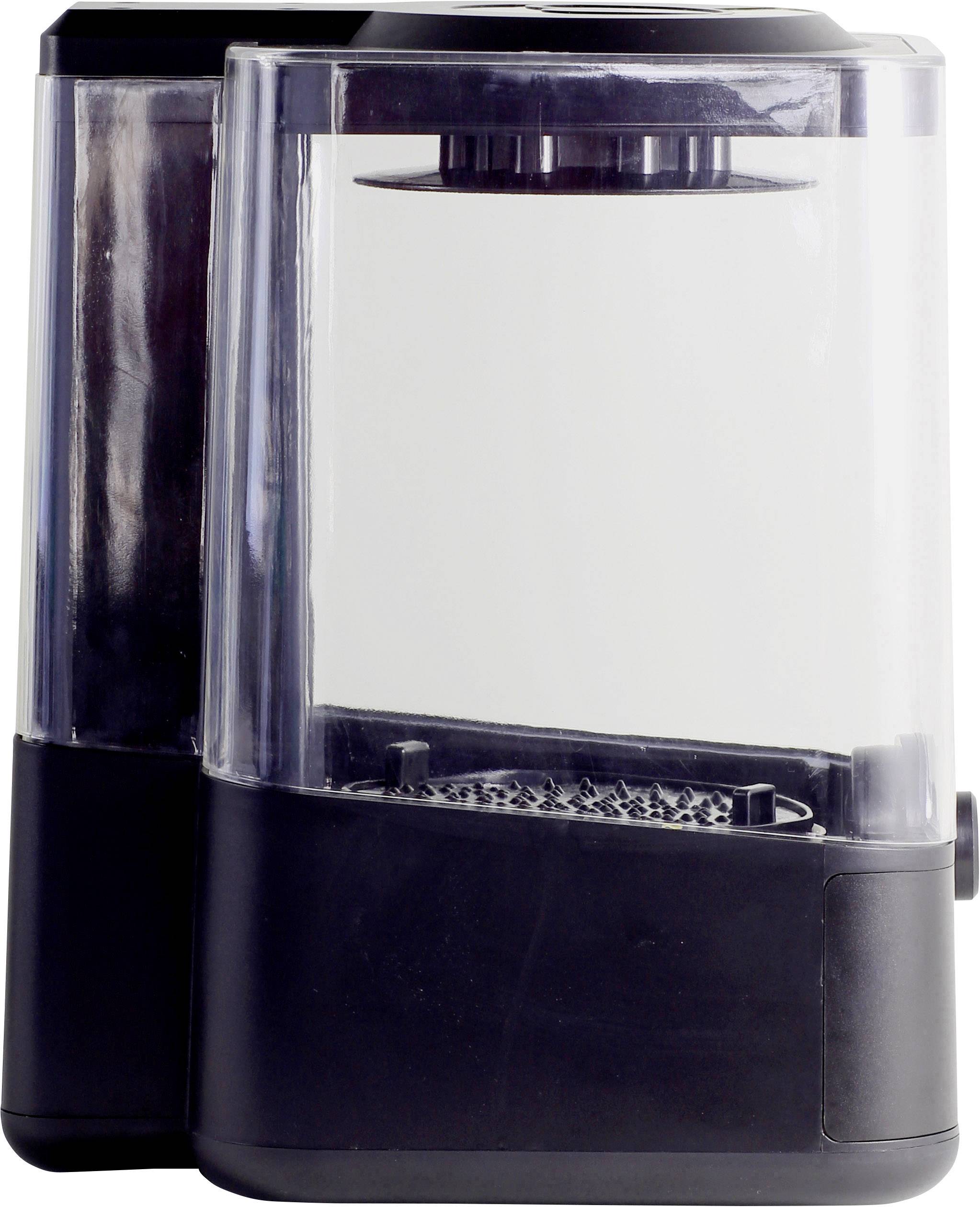 Two black electric pepper or salt mills side by side, with a transparent container for spices, designed in a modern and minimalist style.