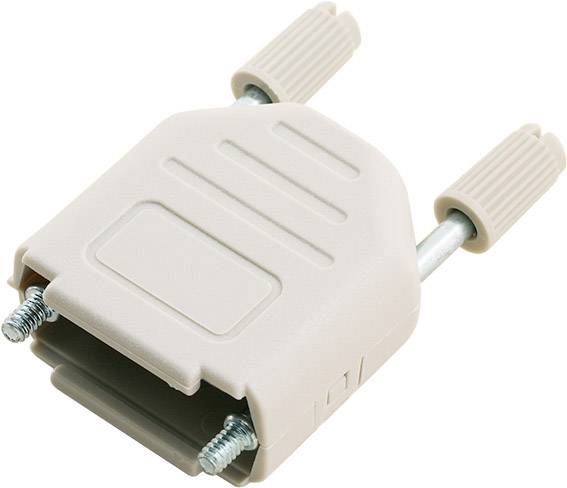 A grey VGA plug without cable, with two mounting screws on top. Electronic accessory component.