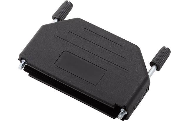 A black, rectangular stand with two adjustable screws on the sides, for supporting devices or objects.