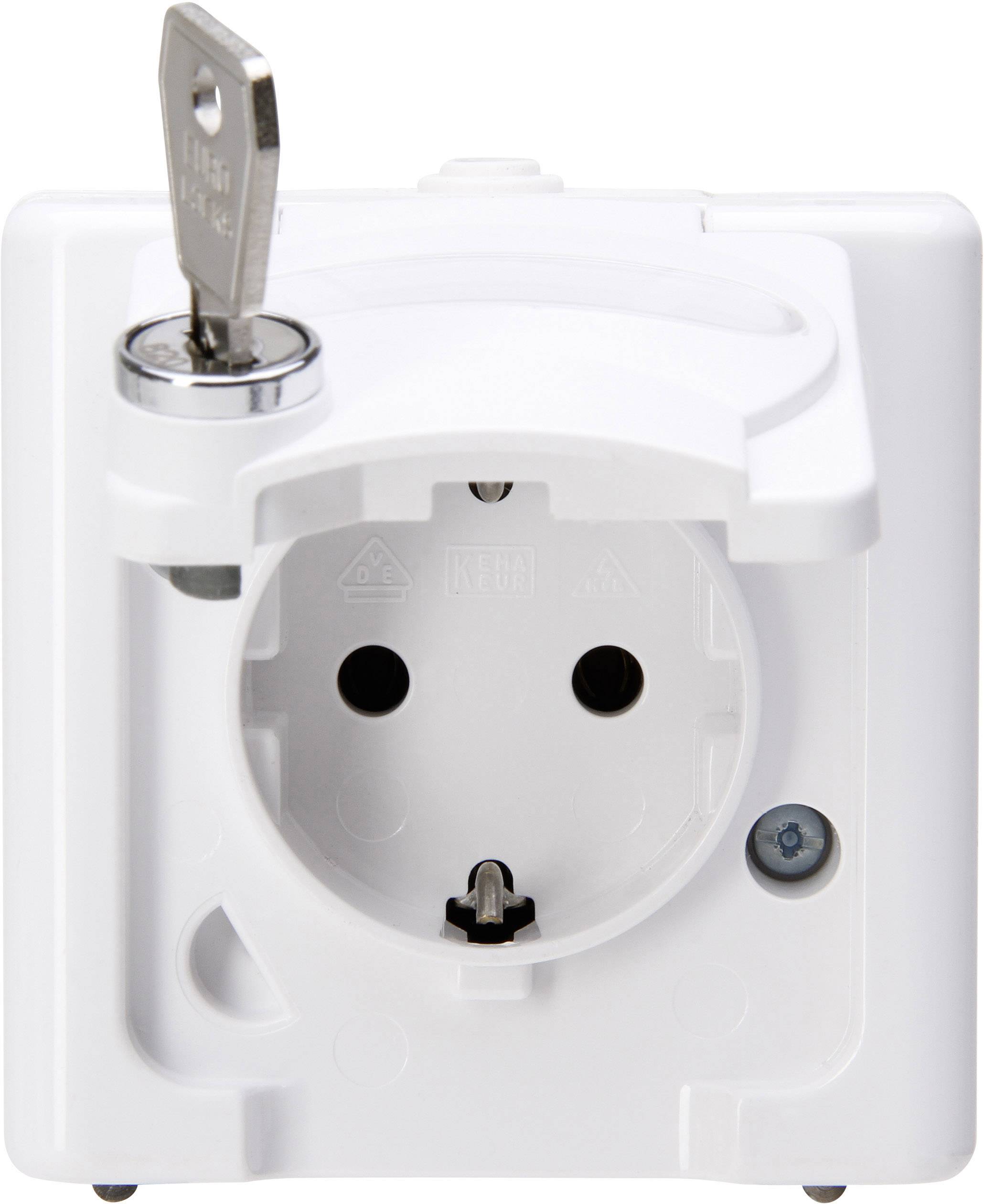 Kopp 103402000 1-piece Wet room switch product range Complete PG socket (lockable) BlueElectric Arctic white 1 pc(s)
