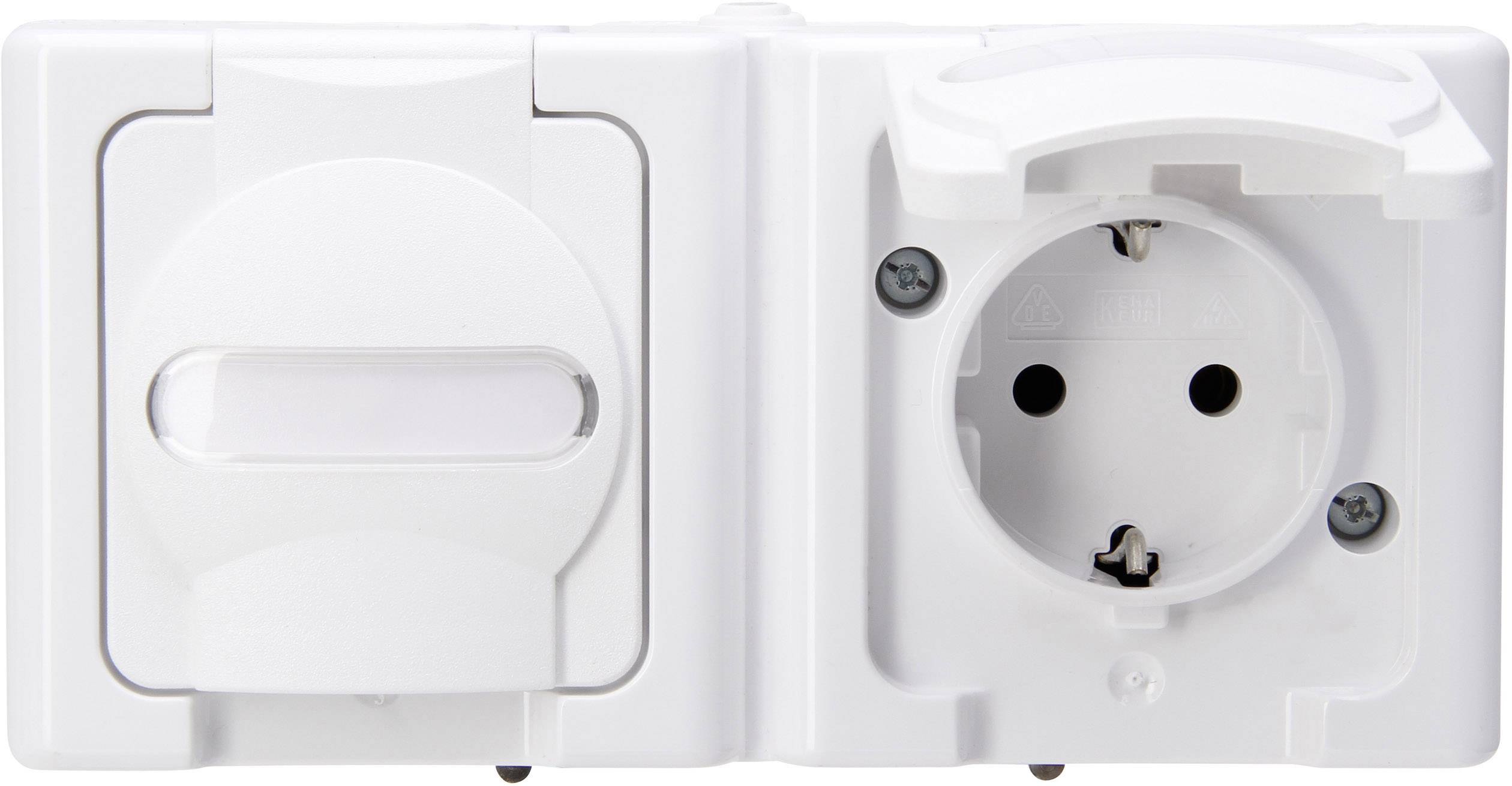 Kopp 131202003 2x Wet room switch product range Complete PG socket (+ lid) BlueElectric Arctic white 1 pc(s)