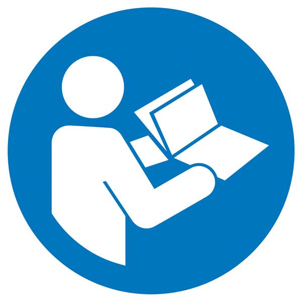 Mandatory sign Refer to user manual Self-adhesive film (Ø) 30 mm ISO 7010 15 pc(s)