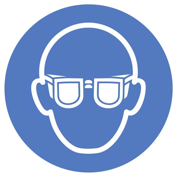 Mandatory sign Eye protection must be worn, Hygiene and distancing Self-adhesive film (Ø) 100 mm ISO 7010 1 pc(s)