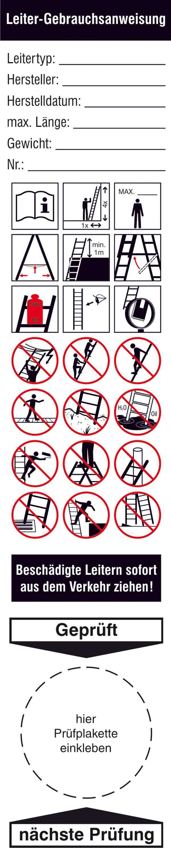 Ladder Instructions for Use: Diagrams show safe and unsafe uses. Check and mark if unsafe.