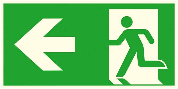 Emergency exit sign Aluminium Exit left SafetyMarking 15.A1020 (W x H) 300 mm x 150 mm ISO 7010 1 pc(s)