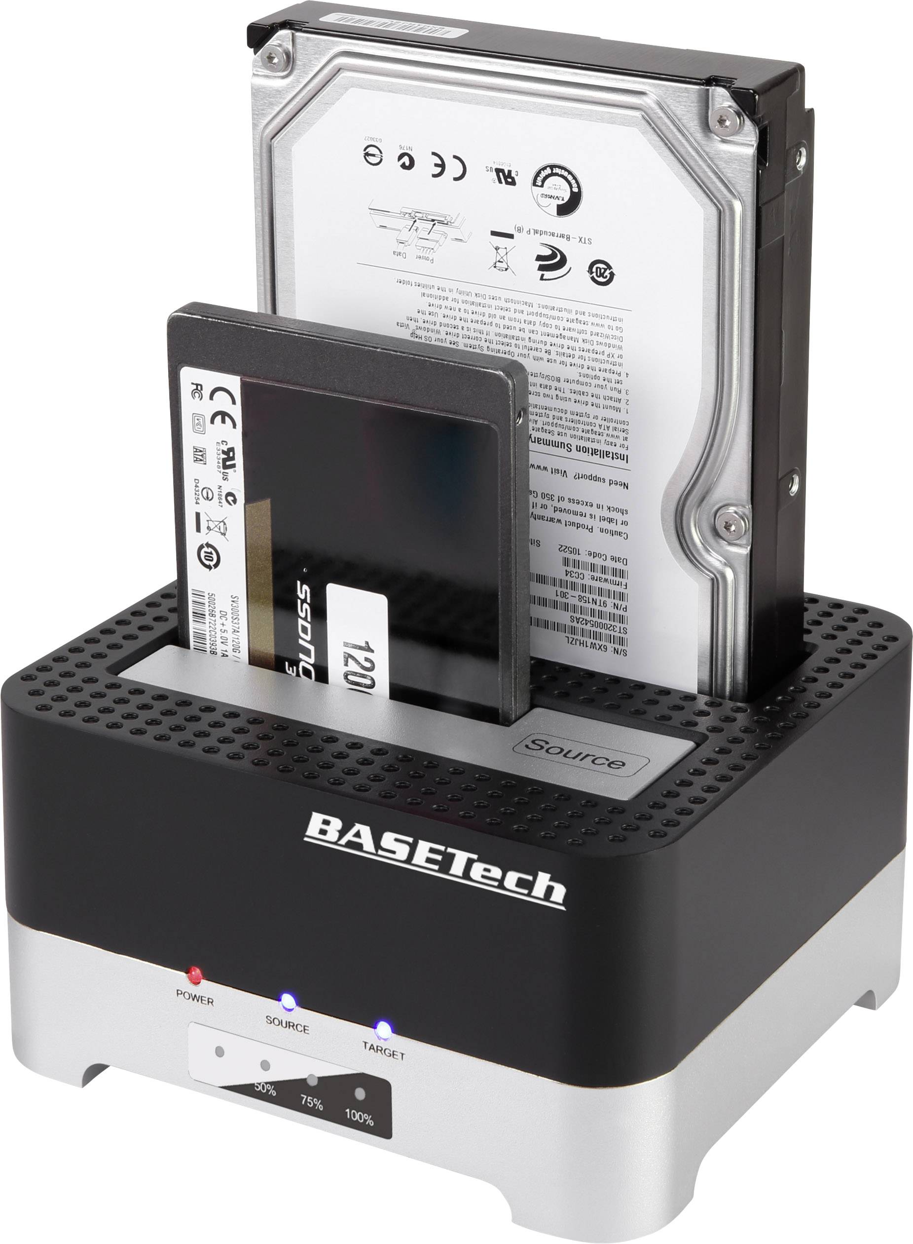 Basetech BT-DOCKING-02 SATA USB 3.2 1st Gen (USB 3.0) 2 ports HDD docking station Clone function
