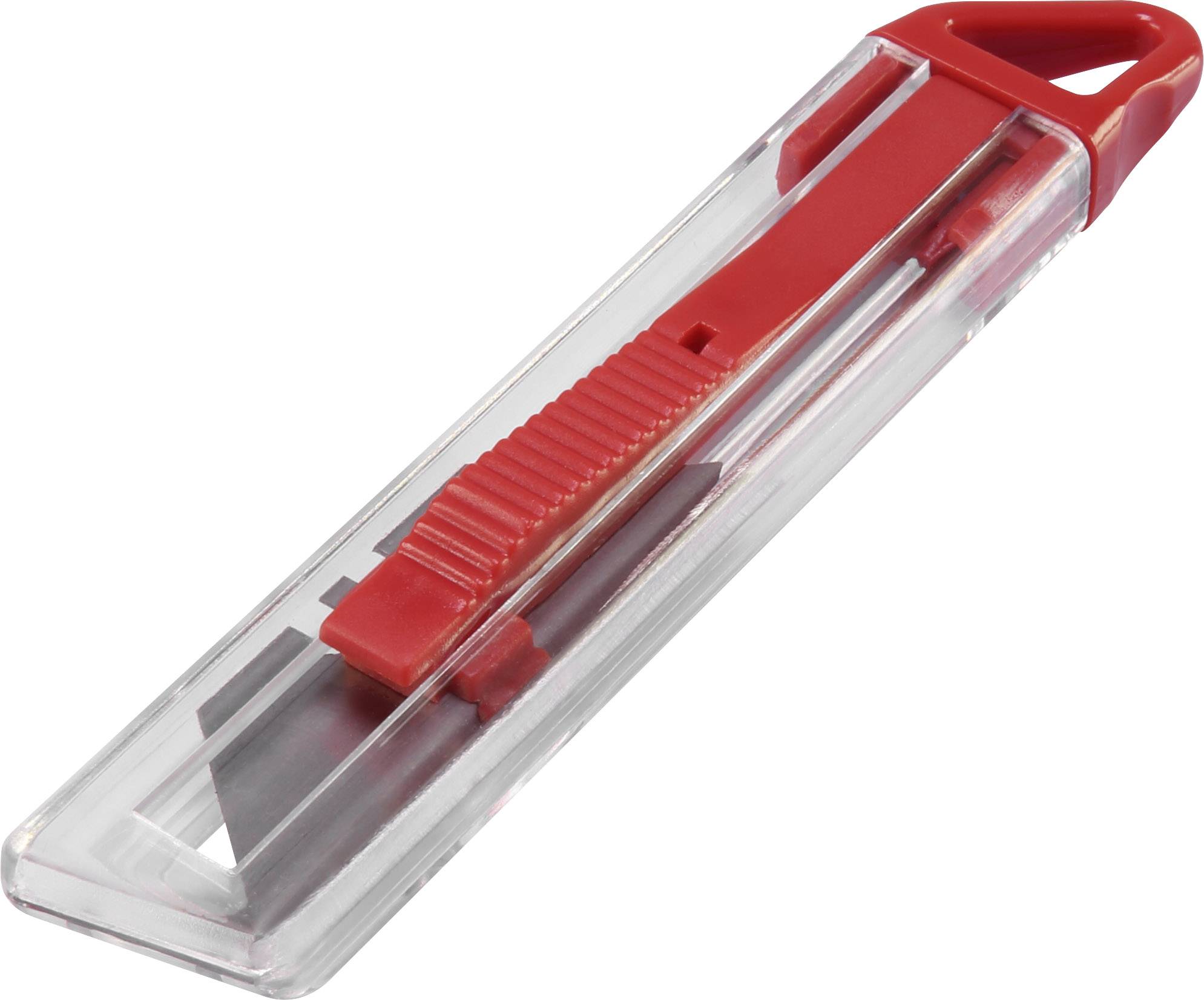 Red cutter in a transparent casing.