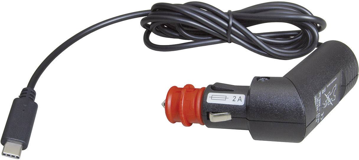 ProCar USB-C car charger cable 3000 mA Max. load capacity=3 A Cable with plug 12 V to 5V, 24 V to 5 V