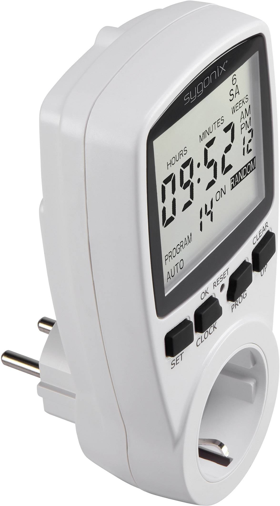 Electronic time switch with large display, shows time and countdown. Suitable for programmable power supply.