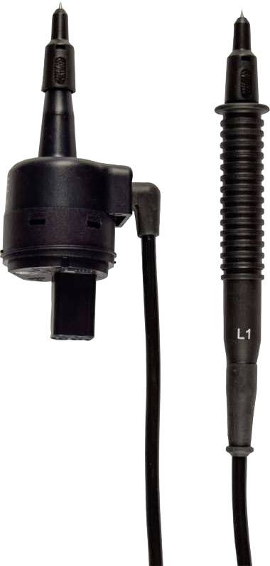Safety test probe with removable protective cap and insulated handle, suitable for electrical measurements. Model L1.