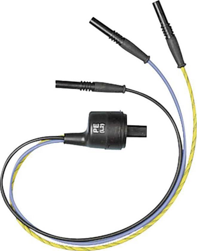 An electrical connection cable distributor with three terminals. One of the terminals is sheathed in blue and yellow.