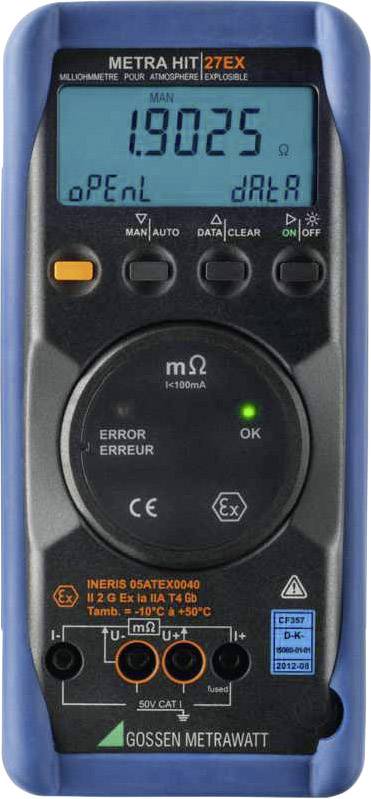 'Metra Hit 27EX' Multimeter with digital display, showing '1.9025'. Functions: Data, Auto, Error/Error display, CE certification.