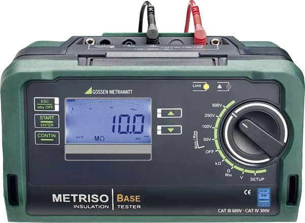 Gossen Metrawatt METRISO BASE Insulation tester Calibrated to (DAkkS standards) 50 V, 100 V, 250 V, 500 V 100 GΩ
