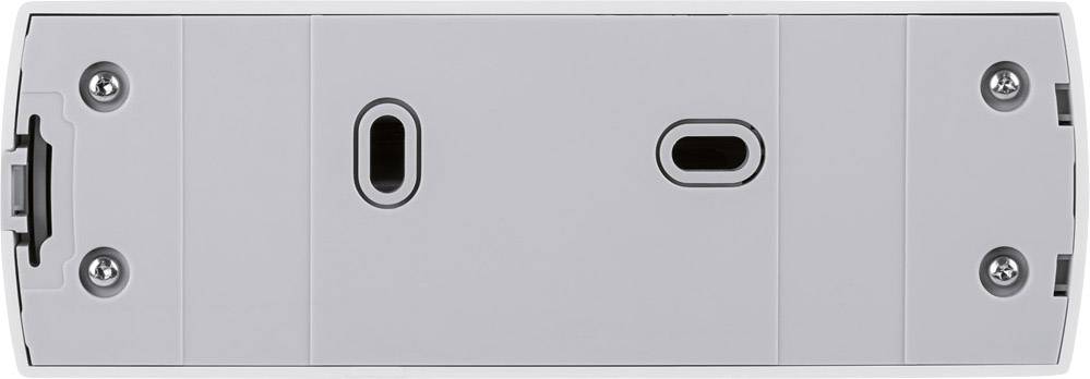 White plastic cover with three openings and four visible screws.