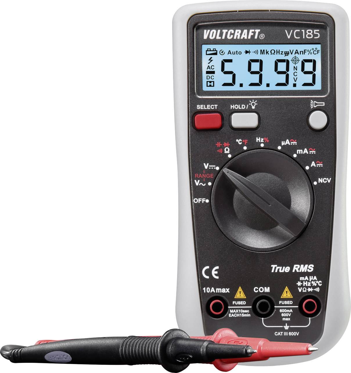 VOLTCRAFT VC185 Handheld multimeter Digital CAT III 600 V Display (counts): 6000