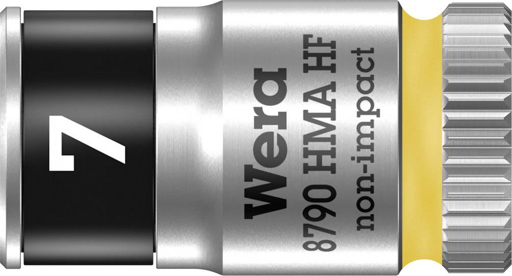Bit socket by Wera with the inscription '8790 HMA HF non-impact', suitable for screw applications. Contains a size '7'.