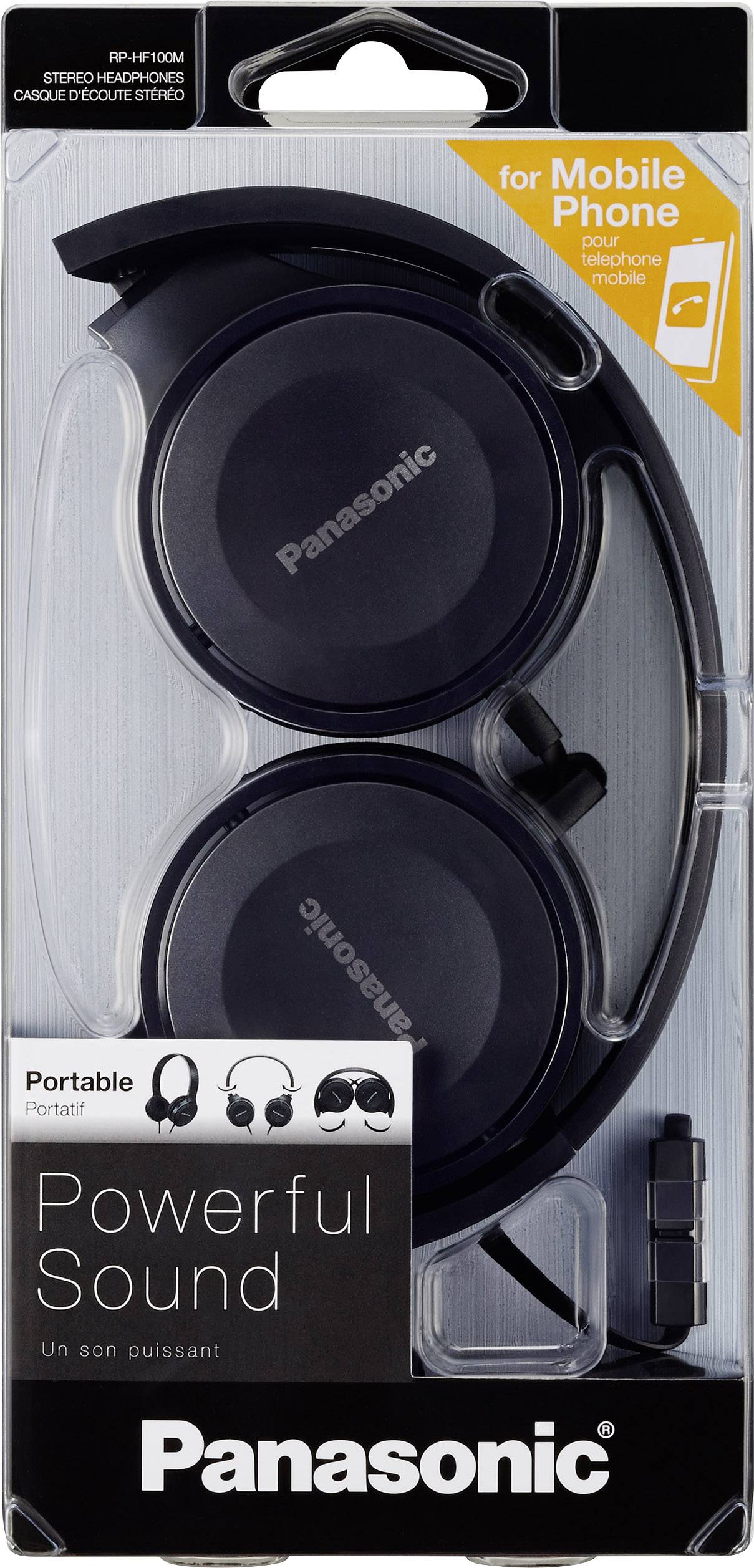 Panasonic RP-HF100ME On-ear headphones Corded (1075100) Black Foldable, Headset