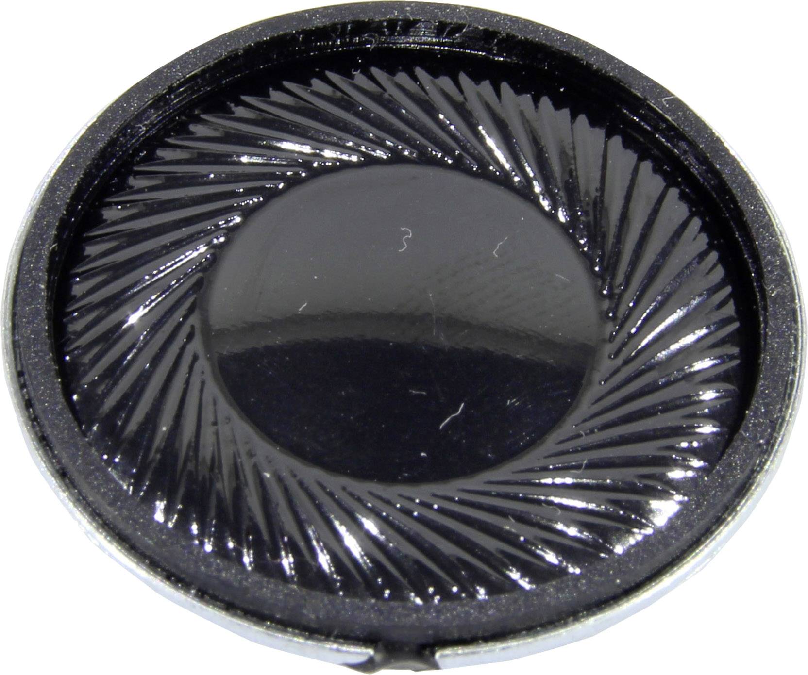 Round black plastic disc with a circular, ribbed pattern around the edge.