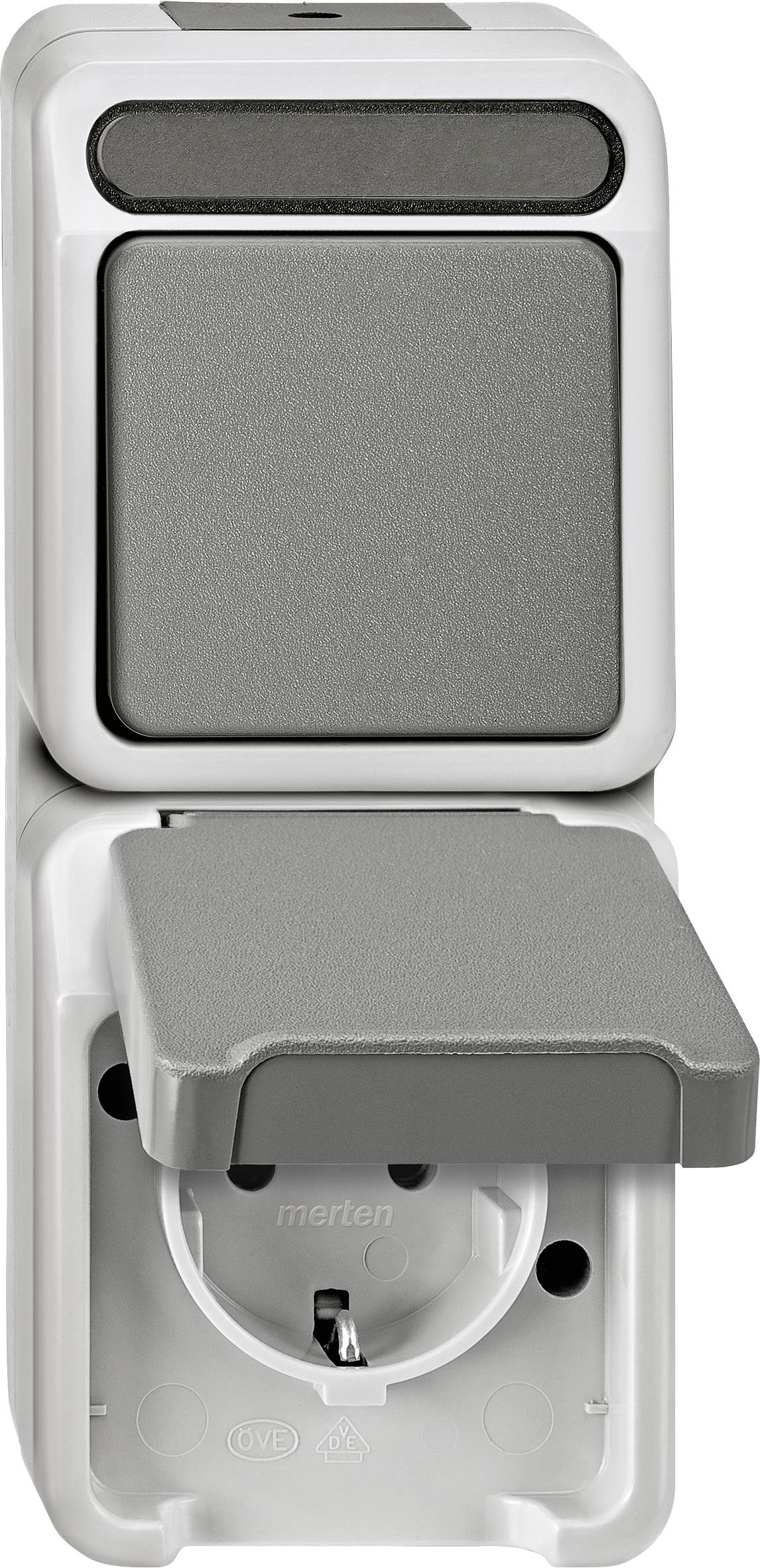 Merten 1-piece Wet room switch product range Complete Switch/socket combo AQUASTAR Light grey 4075000 1 pc(s)