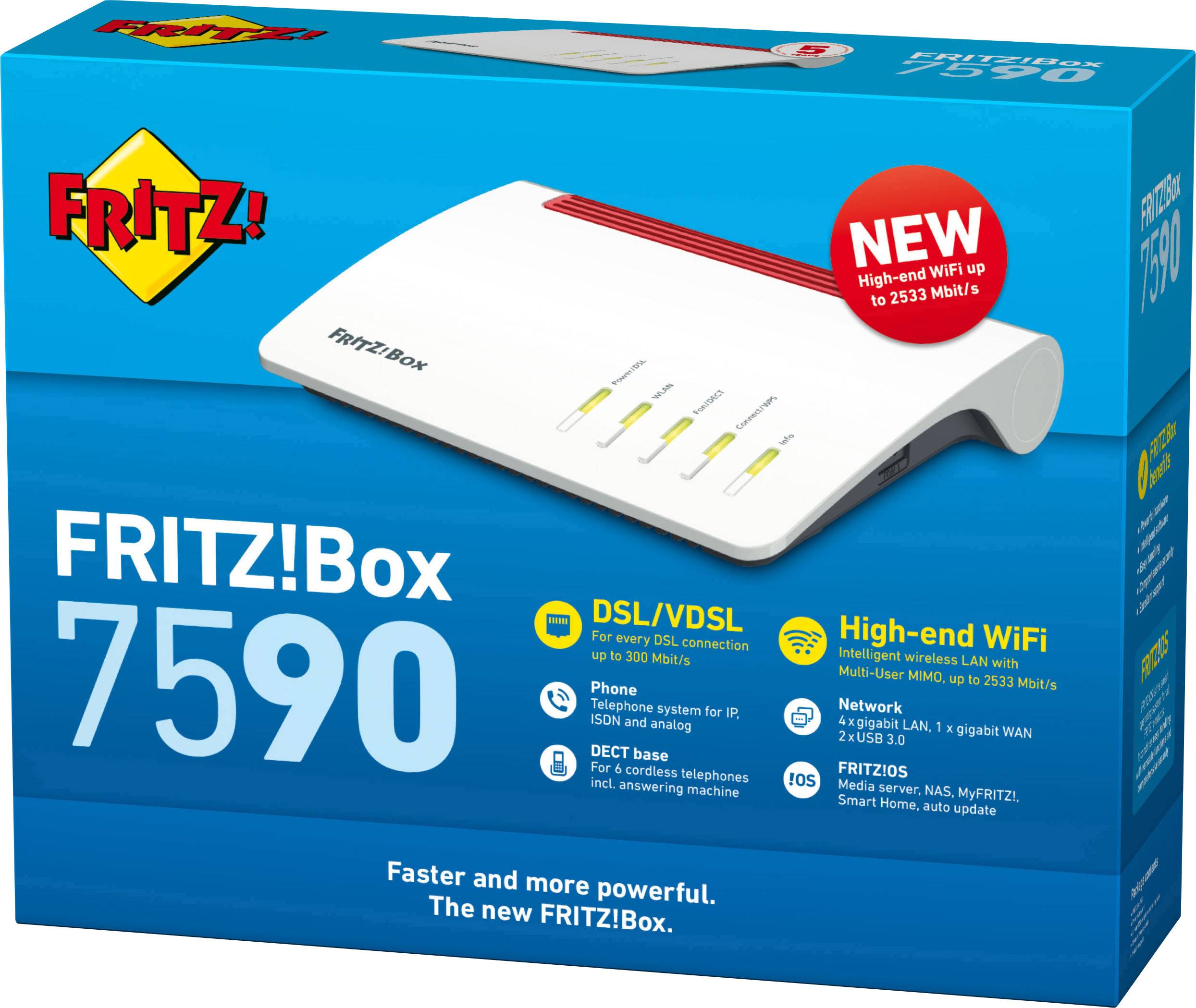 Fritz! FRITZ!Box 7590 International Wi-Fi modem router Built-in modem: ADSL, VDSL 2.4 GHz, 5 GHz 2533 MBit/s