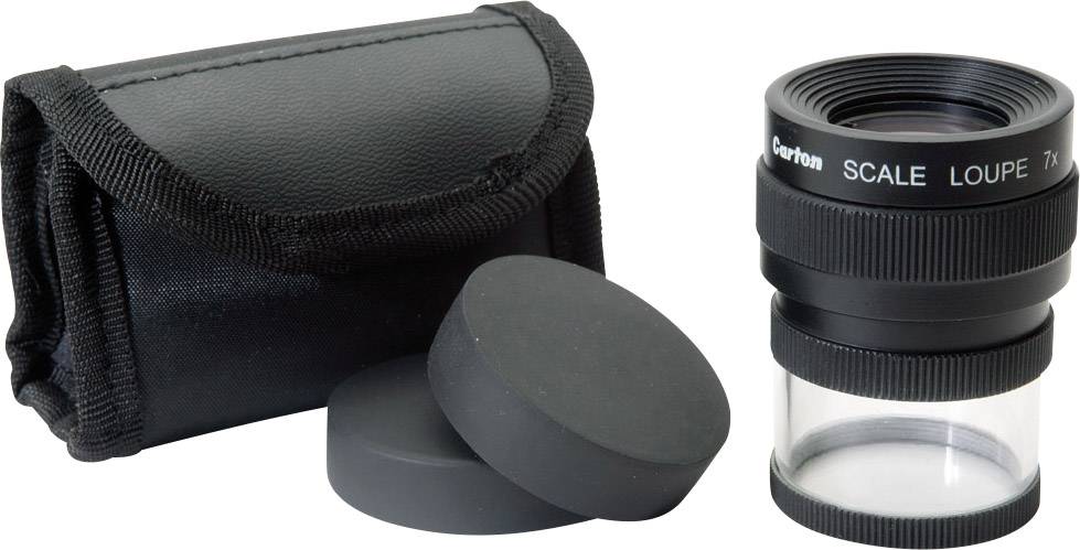 Magnifying glass with black case and covers, suitable for precise detailed viewing, ideal for engineers and technicians.
