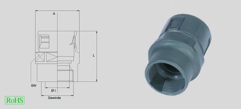 Helukabel 94224 HSSV PG21 IG gr NW23 Hose tail Grey PG2raight