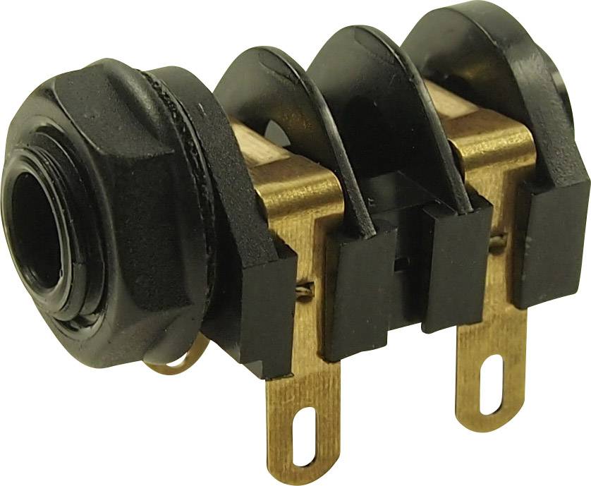 Cliff CL11607 6.35 mm audio jack Socket, horizontal mount Number of pins: 2 Mono Black