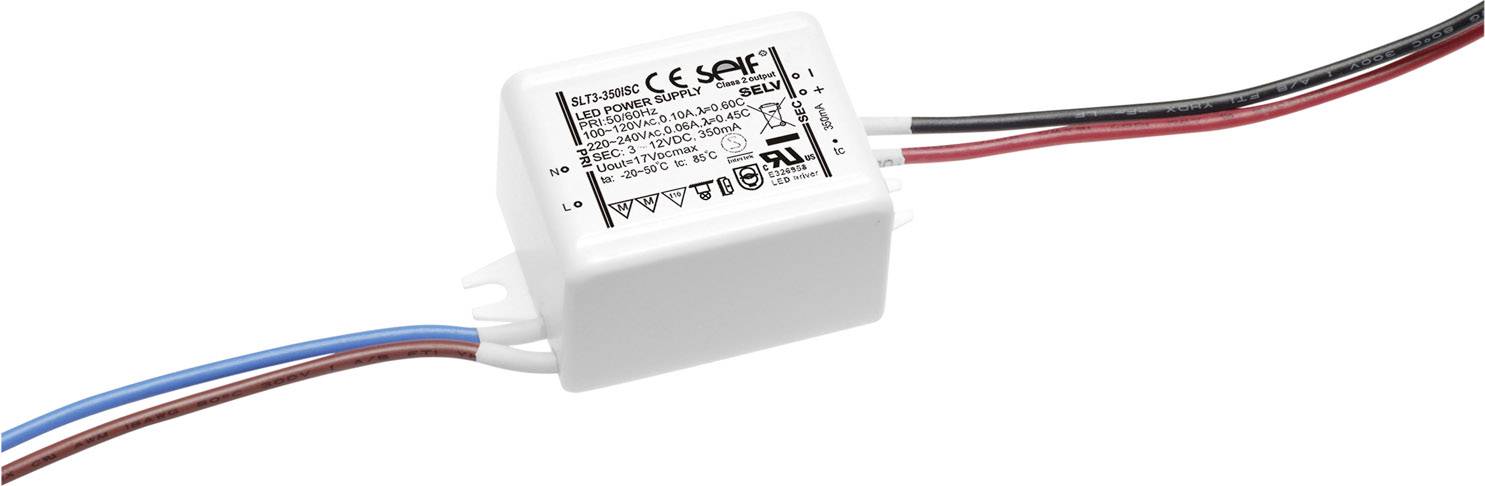 Self Electronics SLT3-350ISC LED driver Constant current 3.2 W 350 mA 2 - 9 V DC Approved for use on furniture, not dimmable