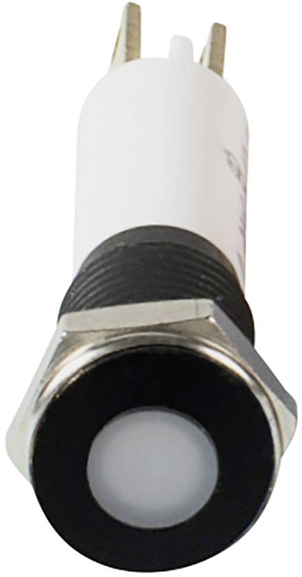 Black and white switch with a round button. Suitable for electrical panel mounting. Ideal for control and switching applications.