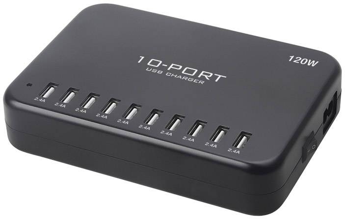 LVSUN 120W Smart 10-Port USB charging station 120 W 10x USB-A Black Indoors