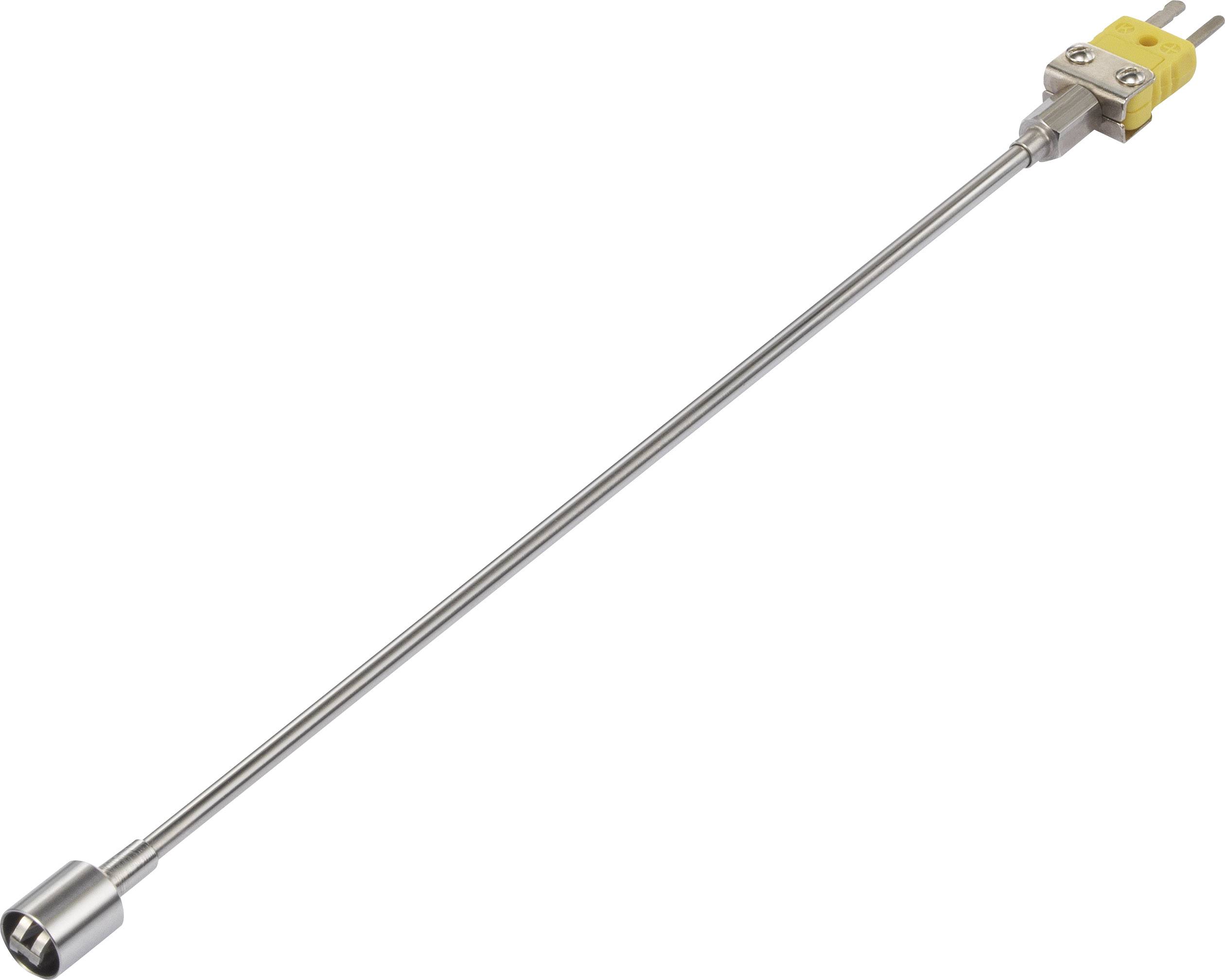 Long metal rod with a yellow plug at one end, used for temperature measurement.