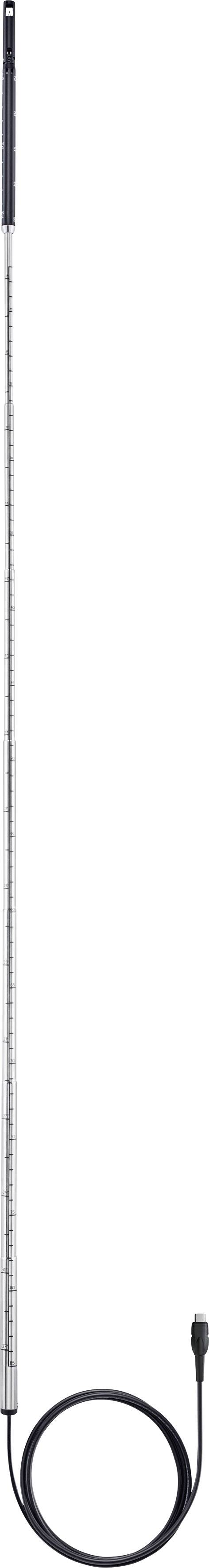 A long, thin thermometer with a black cable, suitable for temperature measurements in hard-to-reach areas.