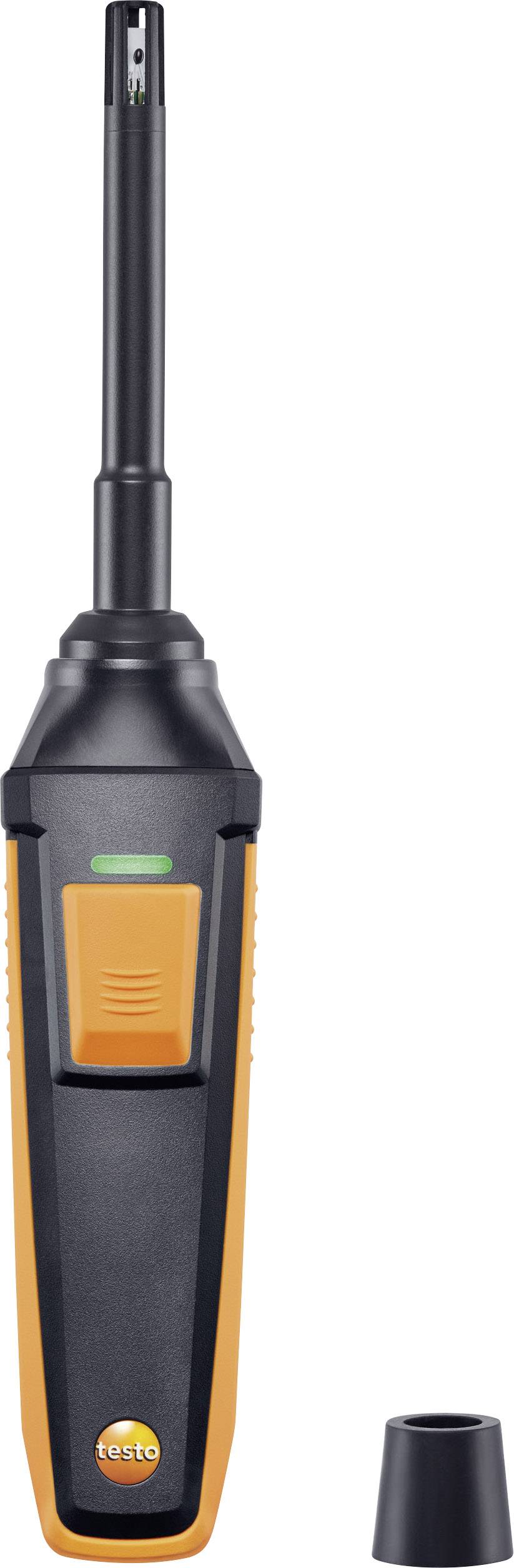 Hand-held measuring device in black and orange, with a removable section at the bottom. Use: Measurement of environmental parameters.