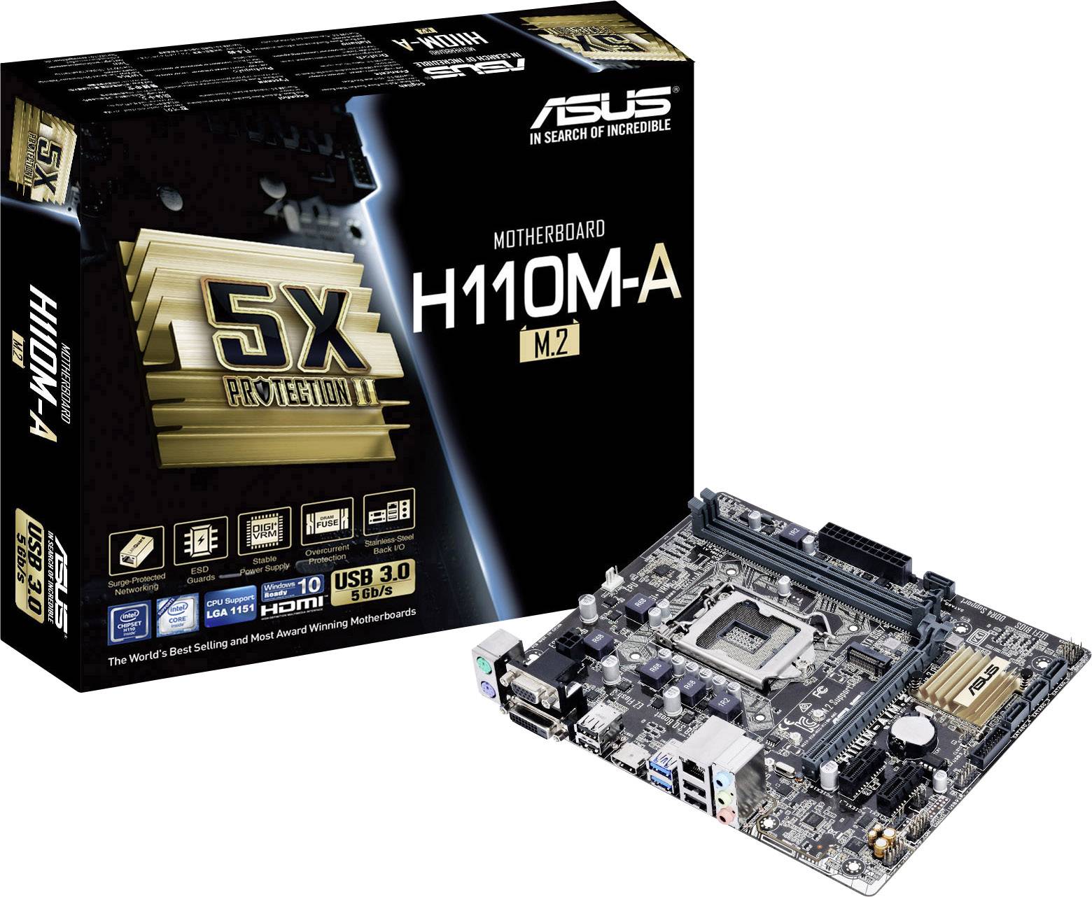 Asus H110M-A/M.2 Motherboard PC base Intel® 1151 Form factor Micro-ATX Motherboard chipset Intel® H110