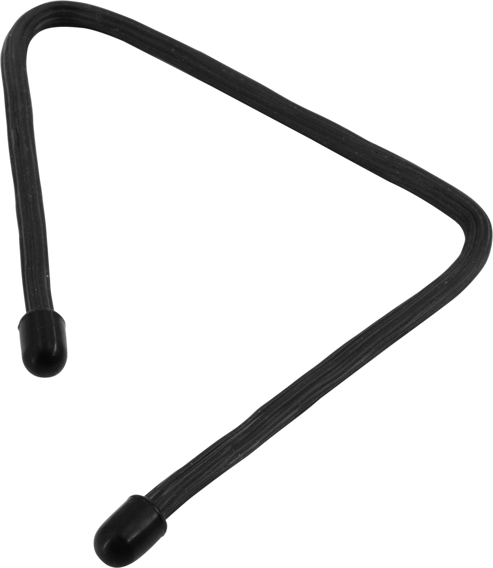 Black, flexible, triangular wire with rounded ends, often used as a support or tool for creative projects.