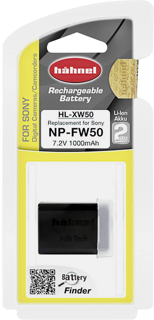 Hähnel Fototechnik HL-XW50 Camera battery replaces original battery (camera) NP-FW50 7.2 V 1000 mAh