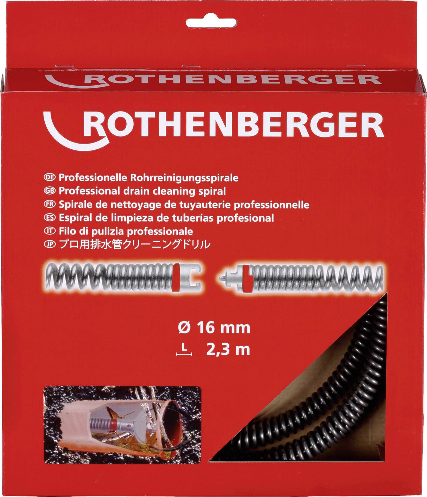 Rothenberger 72433 Pipe cleaner flexible rod 230 cm Product size (Ø) 16 mm