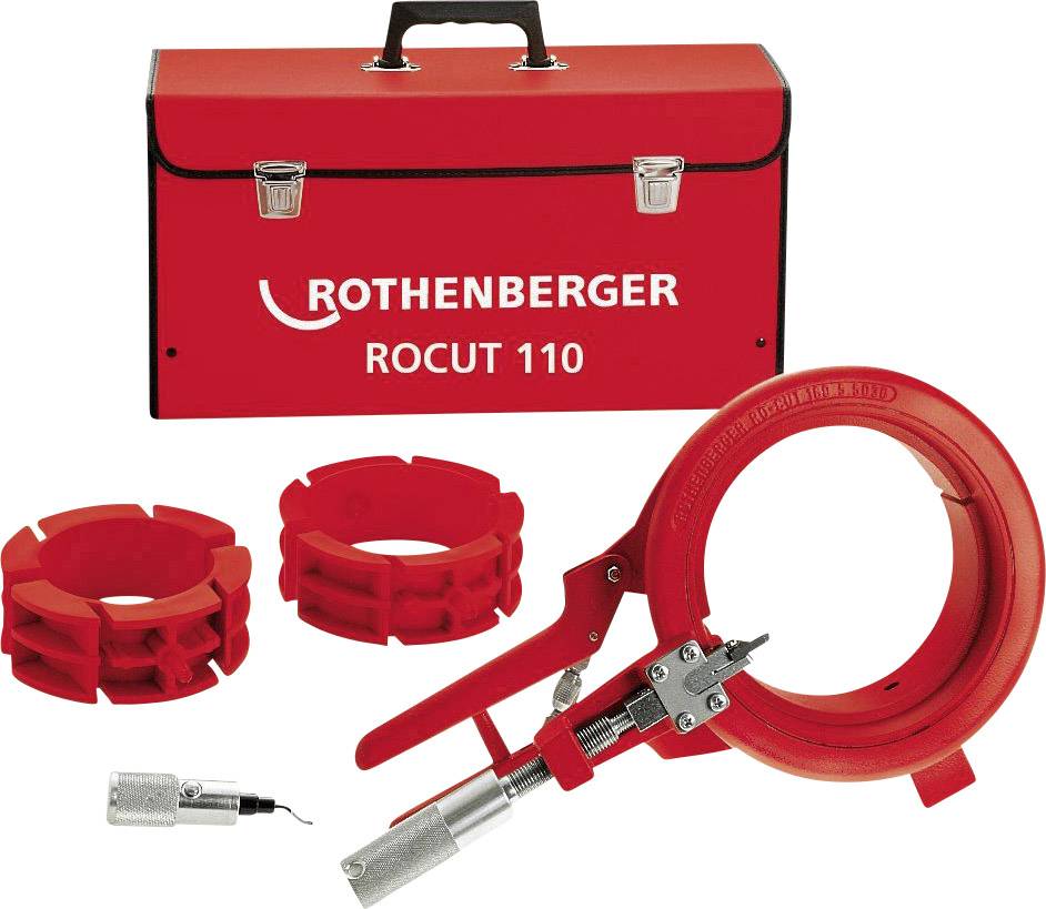 Red Rothenberger ROCUT 110 Pipe Cutting Set with Tool Case and Accessories, for Precise Pipe Cutting.