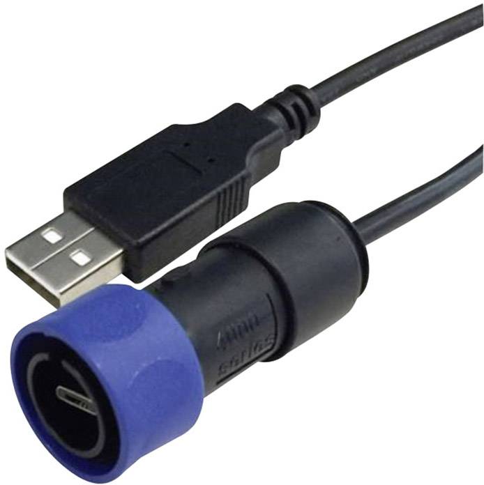 Bulgin USB cable USB 2.0 USB-A plug, USB Micro-B plug 2.00 m Black, Blue PXP4040/B/2M00
