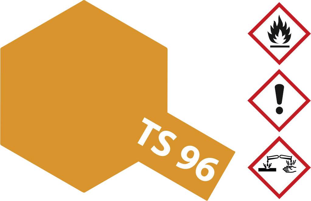 Orange hazard sign with the inscription 'TS 96'; next to it three hazard symbols: flame, exclamation mark, corrosive liquid.